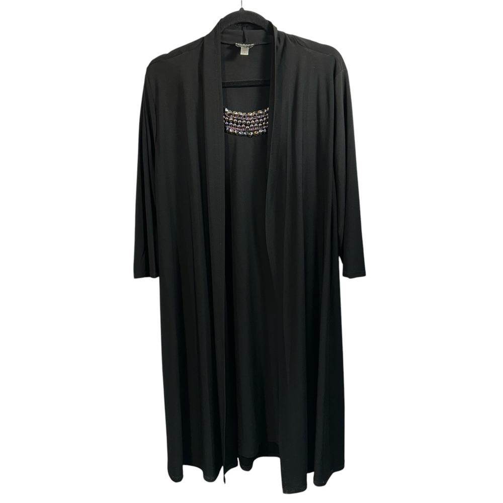HAANI Layered Midi Dress Plus Size 2X Attached‎ Cardigan Jewels Formal  Cruise